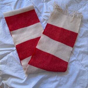 JCrew Red and Cream 💯 Lambs Wool Scarf
